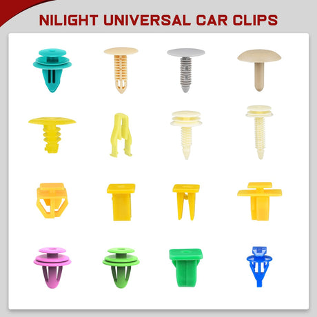 Nilight 501PCS Universal Car Clips Mixed Auto Bumper Fender Trim Door Shield Engine Retainer Rivet Push for GM Ford Chrysler Toyota Lexus Honda Acura Dodge Jeep Fastener Remover