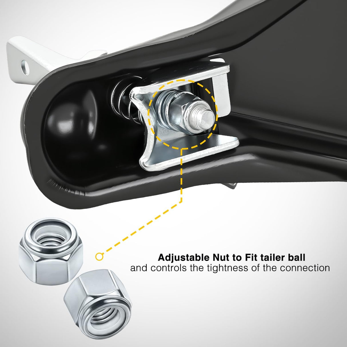 Class III A-Frame Trailer Coupler with Security Latch&Chain fits 2-Inch Hitch Ball for Pickup Trucks, RV, Boat, Camper, 5000LBS Capacity, Black Powder Coated