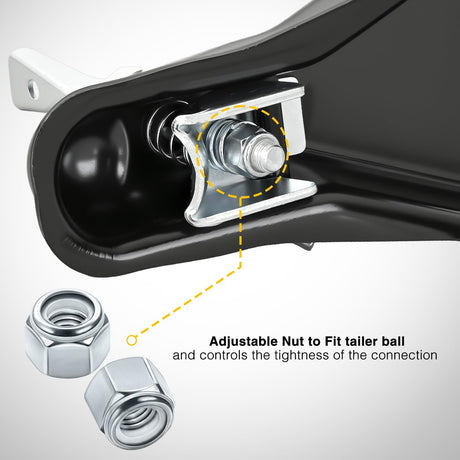 Class III A-Frame Trailer Coupler with Security Latch&Chain fits 2-Inch Hitch Ball for Pickup Trucks, RV, Boat, Camper, 5000LBS Capacity, Black Powder Coated