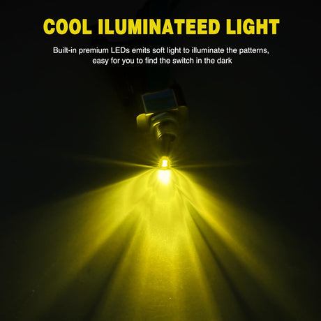 5PCS LED Toggle Switch ON Off 12V 30A Yellow Lighted Metal Heavy Duty SPST 3 Pin Rocker Switches 12mm Mounting Hole for Automotive Cars Trucks Boats Racing Cars