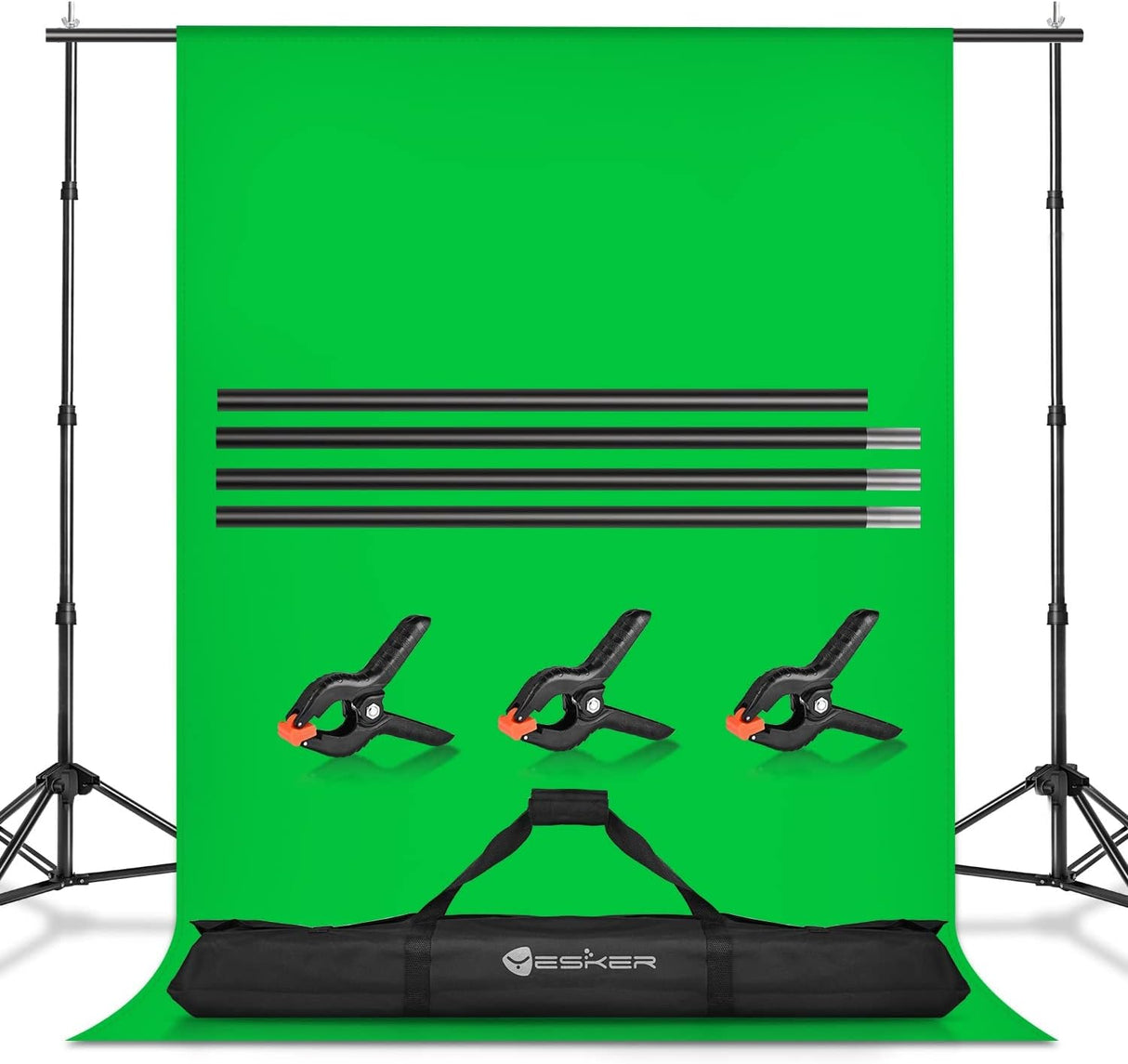 8.5x10ft Green Screen Backdrop Kit with Stand Photography Greenscreen Background Support System with 6x9ft Muslin Chromakey Backdrop and Clamp for Photo Video Studio Portrait Product Shooting