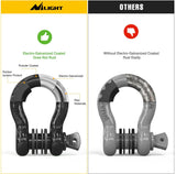 3/4 Inch D Ring Anti-Theft Shackle Tow Hook Jeep Truck SUV ATV UTV | Off Road Recovery Gear 19T 41,887 lbs Break Strength 4.75T WLL Rust-Resistant Anti-Rattle Isolators Heavy Duty Black 2pack