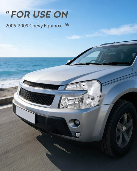 Headlight Assembly Compatible with 2005 2006 2007 2008 2009 Chevy Equinox SUV OE Style Replacement Headlights Chrome Housing Clear Reflector Headlamp Passenger and Driver Side