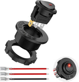 1PC Round Rocker Switch with Shell 12V 24V 20A Red LED Toggle swtich with 16AWG Wires SPST 3Pin 2 Position for Car Truck Vehicle Boat Marine Rocker On Off Control