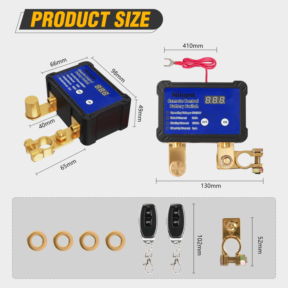 240A Remote Battery Disconnect Switch 12V 24V Car Smart Anti-Theft Kill Switches Upgrade Prevent Power Drain Wireless Remote Control Relay Fobs Voltmeter Display for Auto Cars Truck RV Boat