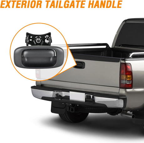 Tailgate Handle Car Liftgate Latch Handles Assembly Compatible with 1999 00 01 02 03 04 05 06 2007 Chevy Silverado GMC Sierra 1500 2500 3500 Replaces#76106 15997911 15228539 15228541 15228540