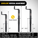A-Frame Trailer Jack 5000 lbs Capacity 15 Inch Vertical Travel Heavy Duty Trailers Tongue Jack with Top Wind Handle Alloy Steel Utility Trailer RV Jack Stand for Trailers RV Boat Camper Matt Black