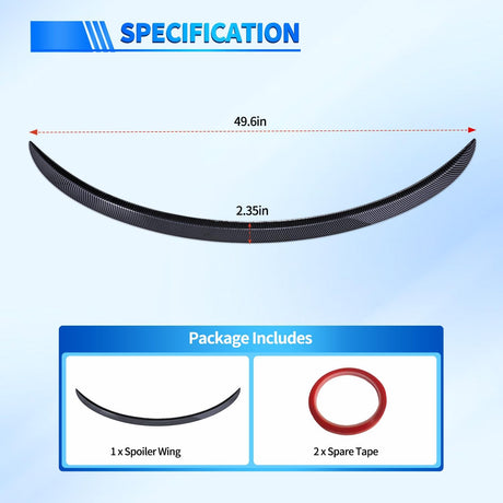 Spoiler Fit for Tesla Model 3 Highland 2024 Spoilers for Cars Rear Spoiler Wing Sporty Rear Trunk Lip Exterior Accessories No-Drill Installation ABS Carbon Fiber Pattern, Glossy Black