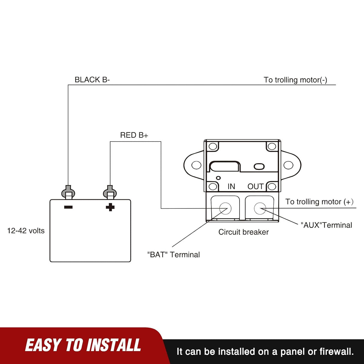50 Amp Circuit Breaker w/Manual Reset 12V-42V Overload Protection | Resettable Switch Trolling Motor Auto Car Stereo Audio Inline Fuse Block Holders Inverter for Automotive RV Marine Boat