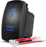 12 Volt Power Rocker Switch Led Light Bar 5 Pin Laser On Off SPST Switches 20A/12V 10A/24V Blue with Jumper Wires Set for Cars Trucks Boats ATVs UTVs RVs