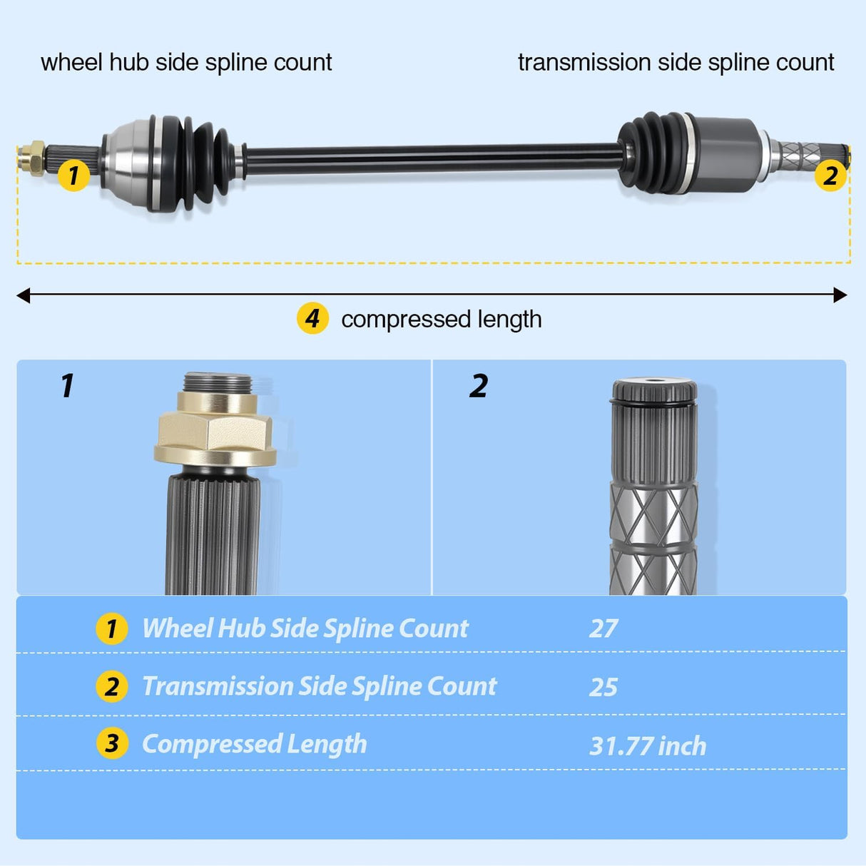 CV Axle Shaft Assembly Compatible with 2010 2011 2012 2013 2014 Subaru Outback Legacy H4 2.5L/H6 3.6L Half-Shaft Assemblies Replacement Front Wheel Driver and Passenger Side