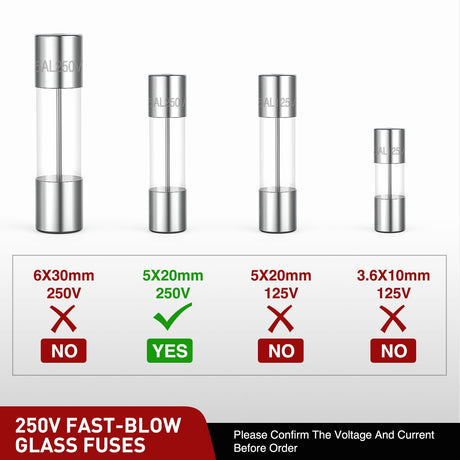 150PCS Fast Blow Glass Fuses with 10PCS 5x20mm Inline Holder Screw Type16AWG 250V 0.1A 0.2A 0.25A 0.5A 1A 1.5A 2A 3A 4A 5A 8A 10A 12A 15A 20A Tube Fuse Assortment