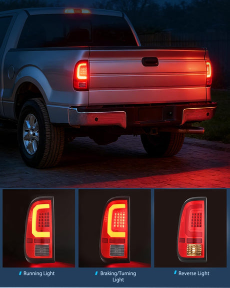 Taillight Assembly Compatible with 2008 2009 2010 2011 2012 2013 2014 2015 2016 Ford F250 F350 F450 Super Duty Incandescent Type Upgrade LED Tube Tail Lights Rear Brake Lamps