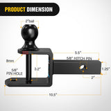 3 in 1 ATV UTV Multi Hitch Mount Fits 1-1/4 Inch Receiver with 2 inch Ball Hitch Rated 2000 LBS Winch Strap Loop Rated 5000 LBS