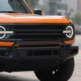 Grille Guard with Light Mounting Brackets for Ford Bronco 2021-2025 Modular Steel Bumper(Not fit Sport or Raptor) Heavy Duty Steel Front Bumper Protector Bull Bar, Matte Black