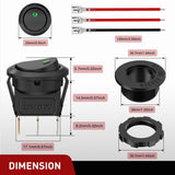 1PC Round Rocker Switch with Shell 12V 24V 20A Green LED Toggle swtich with 16AWG Wires SPST 3Pin 2 Position for Car Truck Vehicle Boat Marine Rocker On Off Control