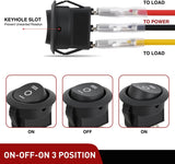 8PCS 3 Way Round Rocker Switch with Wiring Harness SPDT 3 Pin ON Off ON Toggle 6A/250V 10A/125VAC 12V for Car Automotive RV Truck Boat Off-Road Vehicle