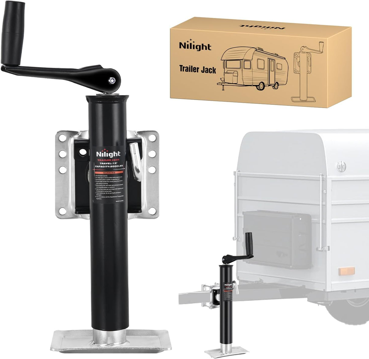 Trailer Jack 2000LBS Heavy Duty Swivel Bolt-On Trailer Jack 10 Inch Vertical Travel Alloy Steel Utility Trailers Tongue Jack Stand for RV Boat Horse Trailers Camper Utility Yacht Matt Black