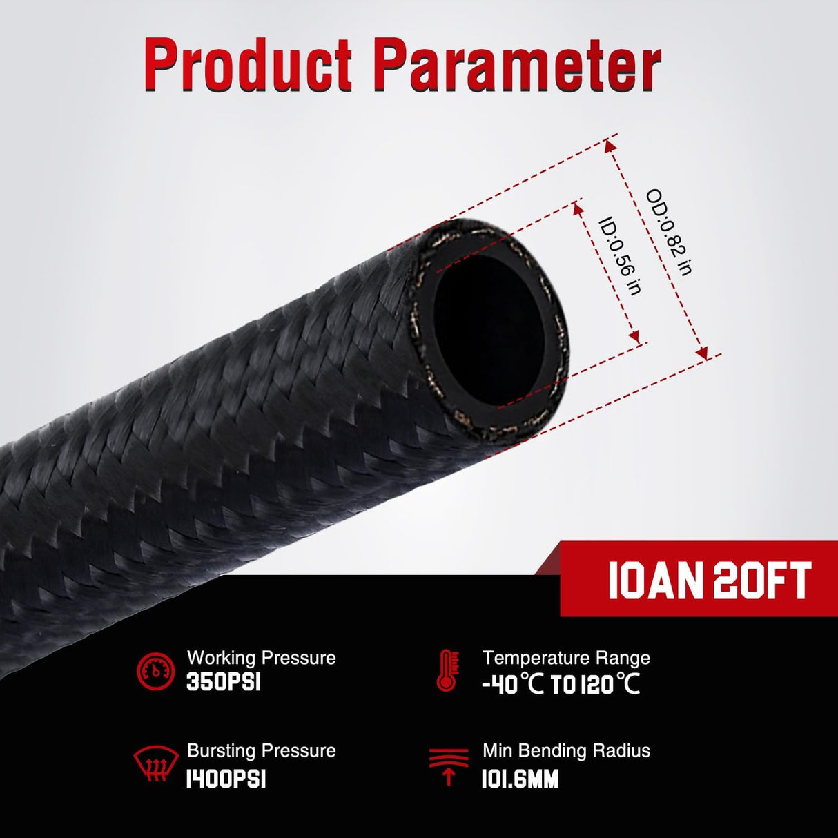 10AN 20FT CPE Fuel Hose Kit with 12PCS AN10 Fitting&Hose Separator | CPE Nylon Stainless Steel Braided Oil Gas Diesel Fuel Hose End Fitting Kit for Transmission Oil Cooler Vacuum Lines
