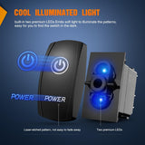 Power Rocker Switch Led Light Bar 5 Pin Laser On Off SPST Switches 20A/12V 10A/24V Blue with Jumper Wires Set for Cars Trucks Boats ATVs UTVs RVs