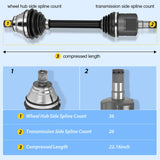 CV Axle Shaft Assembly | Compatible with 2009-2017 Volkswagen Tiguan 2015-2018 Audi Q3 Quattro 2009-2013 VW CC 2006-2008 Passat Front Driver Side