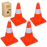 18 inch Traffic Safety Cones, 4  Pack Durable PVC Orange Cones with Reflective Collars for Road Safety, Parking, Construction Work, Sports Training