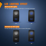 Front Rocker Switch Led Light Bar 5 Pin Laser On Off SPST Switches 20A/12V 10A/24V Blue with Jumper Wires Set for Cars Trucks Boats ATVs UTVs RVs
