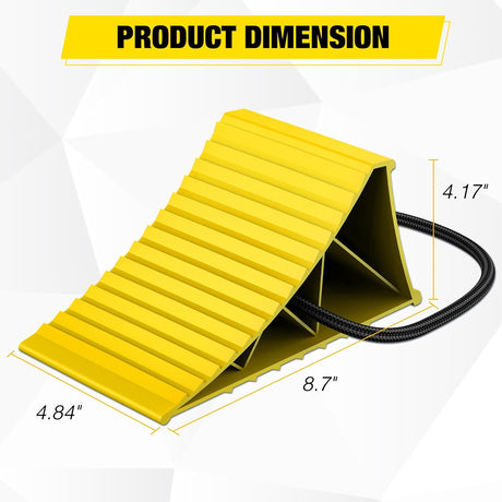 Wheel Chocks, Heavy Duty Wheel Stopper for Car, Truck, RV, Trailer, Caravan, Motorcycle, 8.7 Inch x 4.8 Inch x 4.2 Inch, 2-Pack(Yellow)