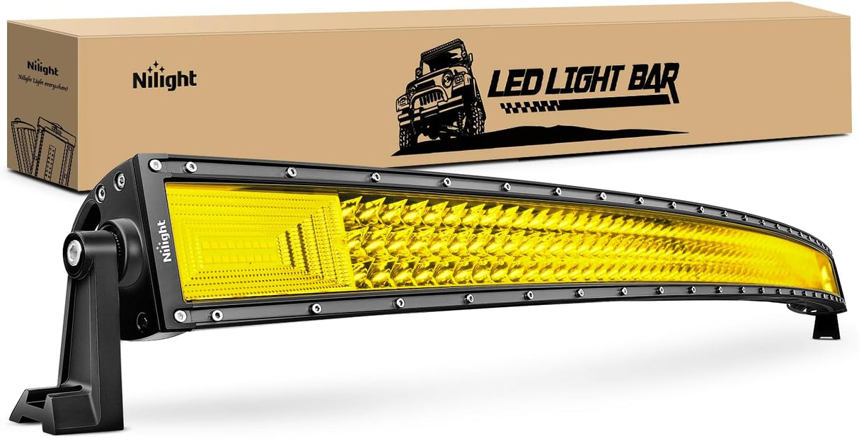 52 Inch LED Light Bar 783 LED Chips Curved Triple Row Fog Light Yellow Beam Spot Flood Combo High Power LED Driving Lights Off Road Lights for Trucks SUV UTV ATV Truck Van 4x4 Boat