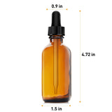 Amber Glass Bottles for Essential Oils with Glass Eye Dropper 60 ml (2oz) for Essential Oils, Chemistry Lab Chemicals, Colognes & Perfumes- Pack of 6