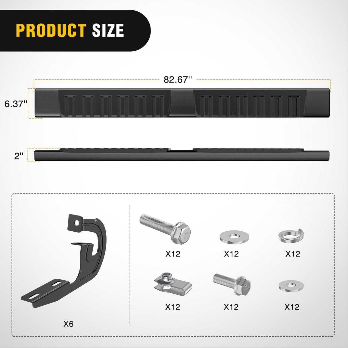 Running Boards for 2009-2014 Ford F-150 Super Crew Cab 4 Full Size Doors 6 Inch Side Step Nerf Bars Black
