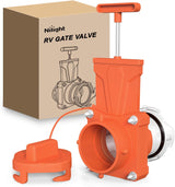 RV Sewer Valve, Camper Black Tank Gate Valve with 4 Bayonet Prongs Clear Adapter Leakproof Cap Double Odor-Tight Sealing Ring Twist On Waste Valve for RV Sewer Hose Fittings Replacement Orange