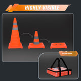 28 Inch Collapsible Traffic Safety Cones 4 Pack - Bright Orange Parking Cones with Reflective Collars for Roadside Emergency, Parking, Driving Practice
