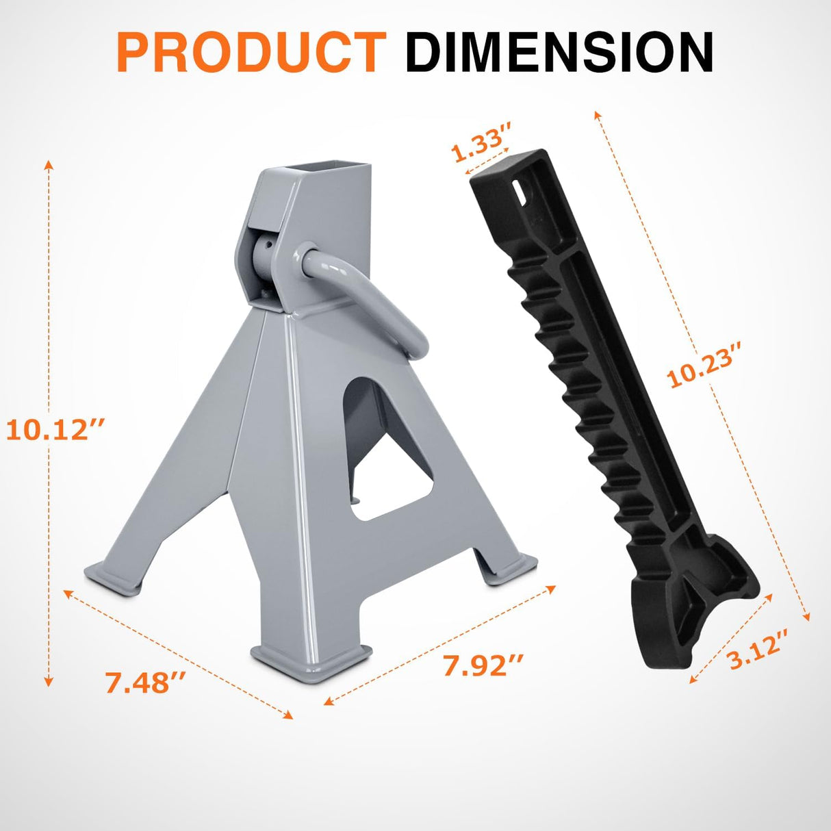 Jack Stands, 3 Ton (6,600 lbs) Capacity Heavy Duty Steel Car Lifting Stand, Adjustable Height 11.22 Inch to 16.53 Inch, 1 Pair