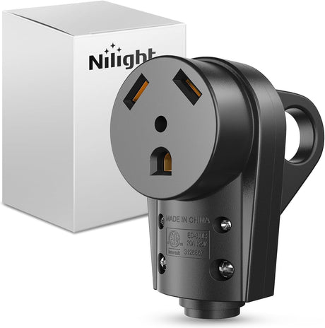 30 Amp RV Female Replacement Plug 125 Volt Heavy Duty Socket Receptacle with Handle ETL Listed NEMA TT-30R for Camper Caravan Motorhome Van Trailer