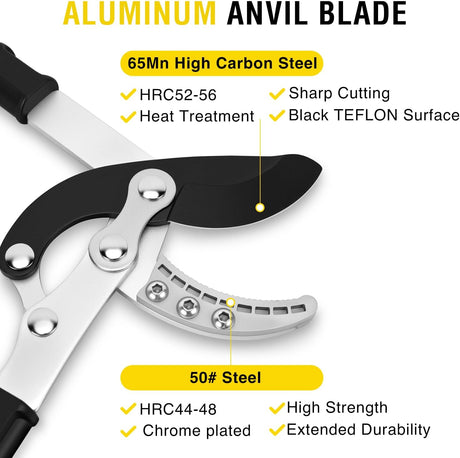 27-35 Inch Extendable Loppers for Tree Trimming Heavy Duty Tree Trimmer Bypass Loppers with Compound Action Sharp Anvil Blade up to 2 Inch Cut Capacity Branch Cutter Chops Thick Branches Ease