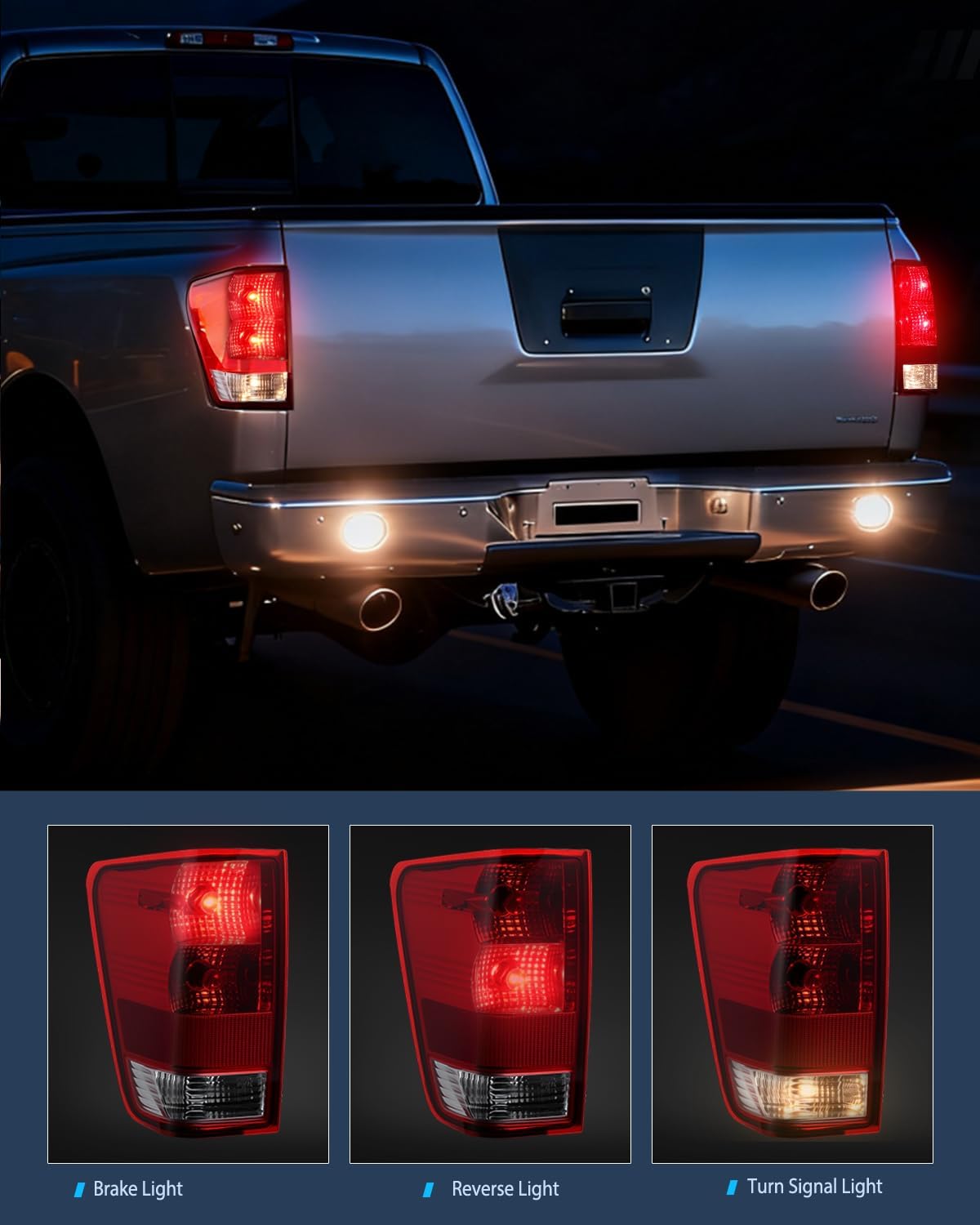 Taillight Assembly Compatible with 2004-2015 Nissan Titan Red Lens | Tail Light OE Style Rear Lamp Replacement Driver Side