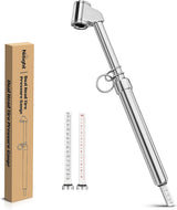 Dual Head Tire Pressure Gauge Heavy Duty Truck Air Chuck Range 10-150PSI 1-10Bar Tire Pressure Checker Straight-On Tire Air Gauge Extended Tube for Semi Truck, RV, Car, Motorcycle