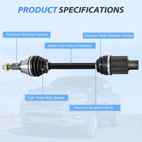 CV Axle Shaft Assembly Compatible with 2012 2013 2014 2015 2016 2017 2018 Ram 1500 2019-2020 Ram 1500 Classic Half-Shaft Assemblies Replacement Front Wheel Driver or Passenger Side