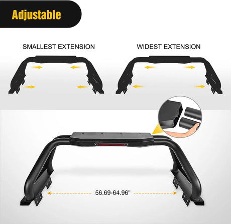 Accessories Truck Bed Chase Rack For 2002-2023 Dodge Ram 2014-2023 Chevrolet Silverado 2015-2023 F150 2014-2023 Tundra Fits Full Size