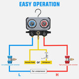 A/C Manifold Gauge Set Fits for R134a R410A R22 R404A 3-Way Auto HVAC Diagnostic Gauges Refrigerant Recharge kit with Adjustable Couplers 5FT Hoses Universal Can Tap