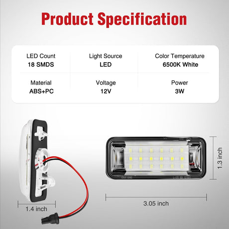 License Plate Lights Compatible with 2012 2013 2014 2015 2016 2017 2018 2019 2020 TOYOTA 86 with Black housing 6000K White 2PCS Pack