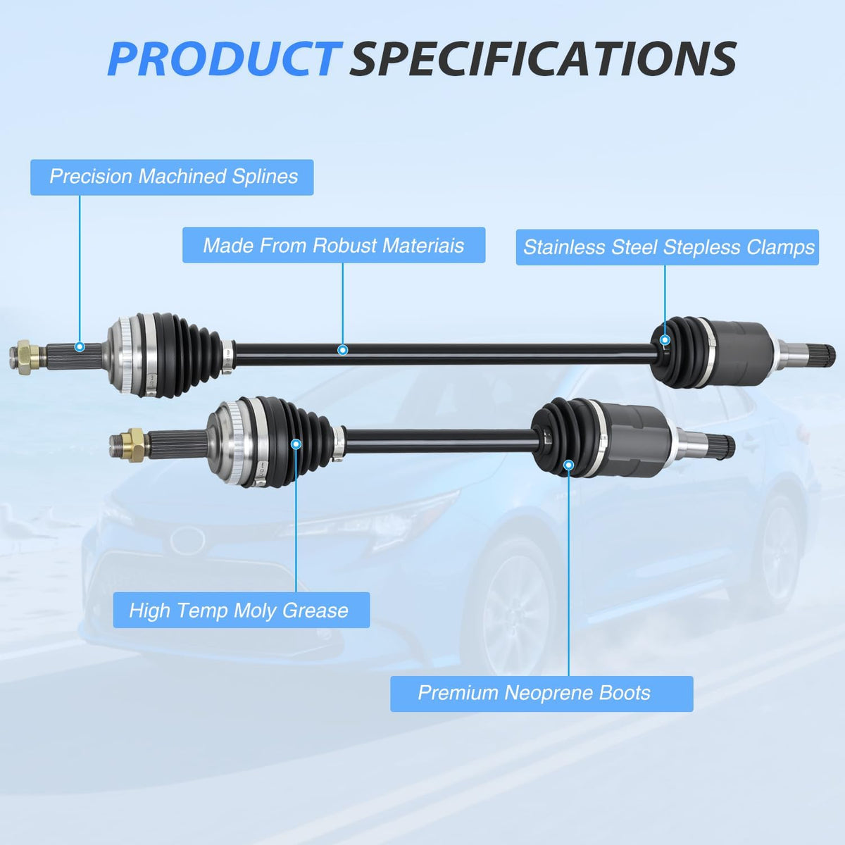 CV Axle Shaft Assembly | Compatible with 2009-2018 Toyota Corolla L4 1.8L 2003-2013 Toyota Matrix 2003-2010 Pontiac Vibe Front Half-Shaft Replacement