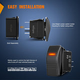 Marine Rocker Switch LED Light Bar Toggle Switches On Off 3 PIN SPST with Orange Backlit 20A/12V 10A/24V with Jumper Wires Set for Cars Trucks Boat ATVs UTVs RVs