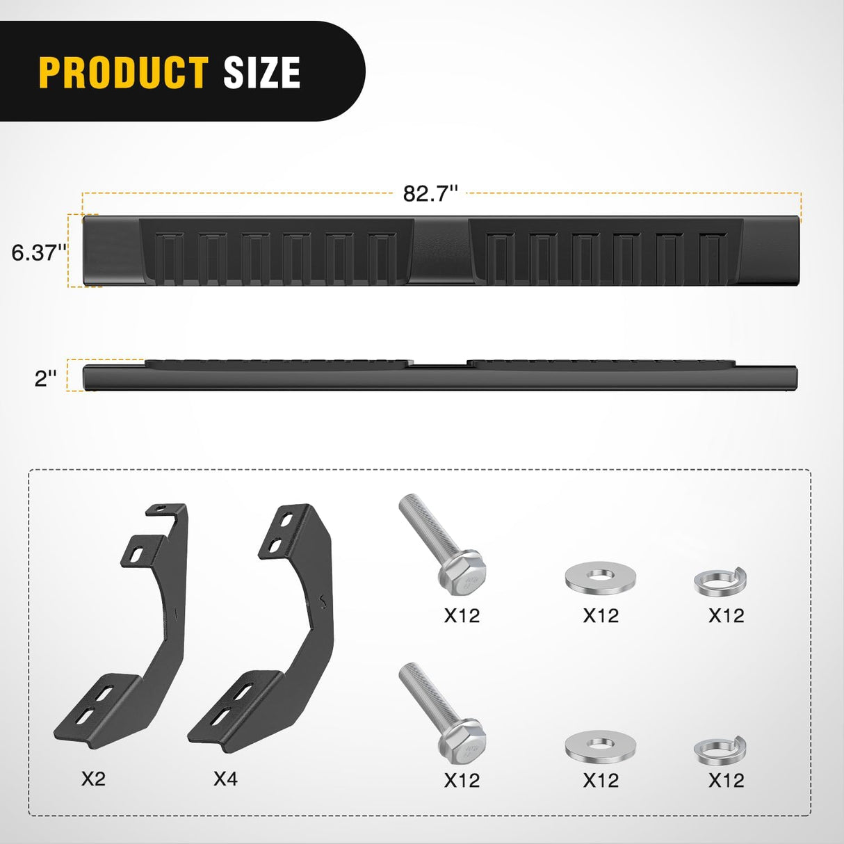 Running Boards for 2007-2021 Toyota Tundra Crewmax Cab 4 Full Size Doors 6 Inch Side Step Nerf Bars Black