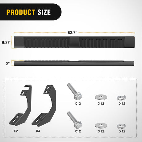 Running Boards for 2007-2021 Toyota Tundra Crewmax Cab 4 Full Size Doors 6 Inch Side Step Nerf Bars Black