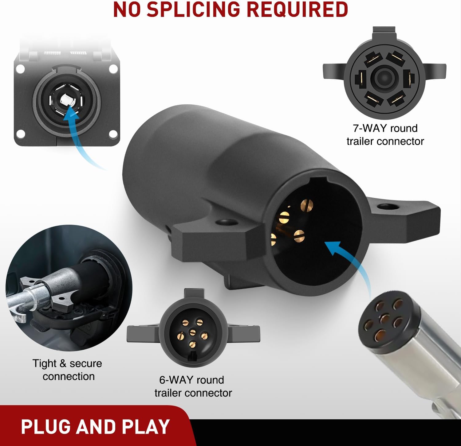 7Pin to 6Pin Trailer Adapter Plug Nilight