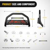 Bull Bar with Light Bar&License Plate Hole Compatible for Ford F-150 F150 2004-2026 Truck Brush Guard, Front Bumper Push Bar w/Grille Skid Plate Light Mount