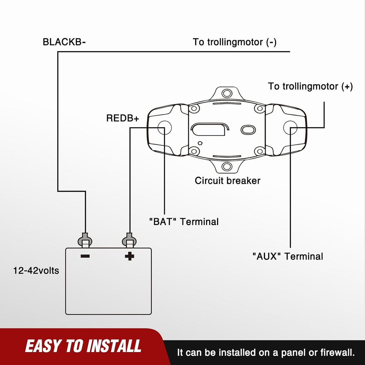 Circuit Breaker 50 Amp w/Manual Reset 12V-42V Overload Protection | Resettable Switch Trolling Motor Auto Car Stereo Audio Inline Fuse Block Holders Inverter for Automotive RV Marine Boat