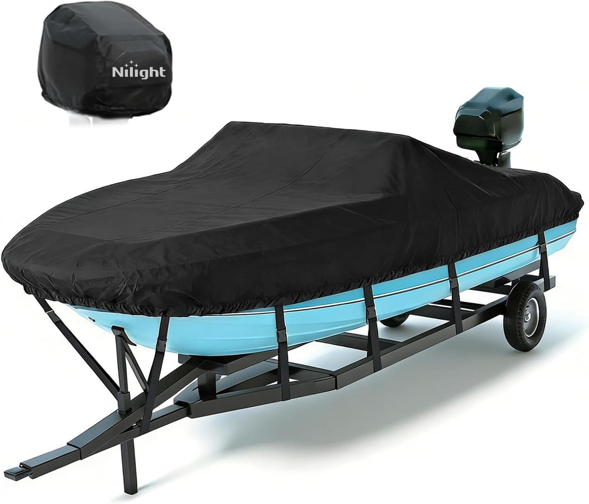 800D Heavy Duty Boat Cover 20ft-22ft, Waterproof Trailerable Cover | Fits 20ft-22ft boats with beam width up to 102in (Narrow Jon Boats & Fishing Boats), Marine Grade All-Weather Shield